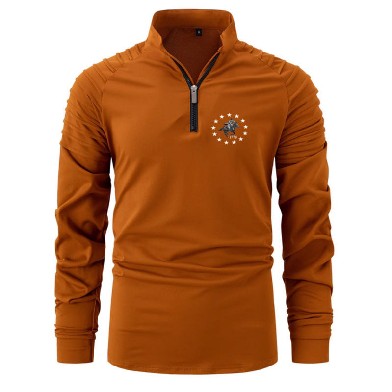 Herren Langarmshirt funktionell mit Reißverschluss und Struktur Ärmeln Modern