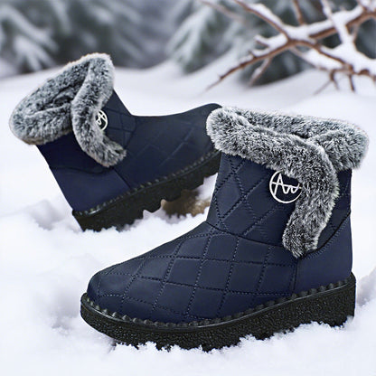 Damen Winterstiefel Thermo mit weichem Fellkragen Warm