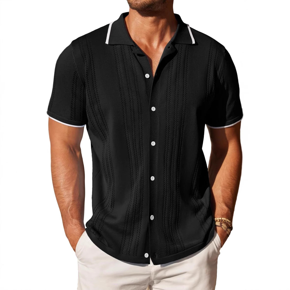 Herren Kurzarmhemd Elegantes Muster Berlin Style - BerlinGlamour