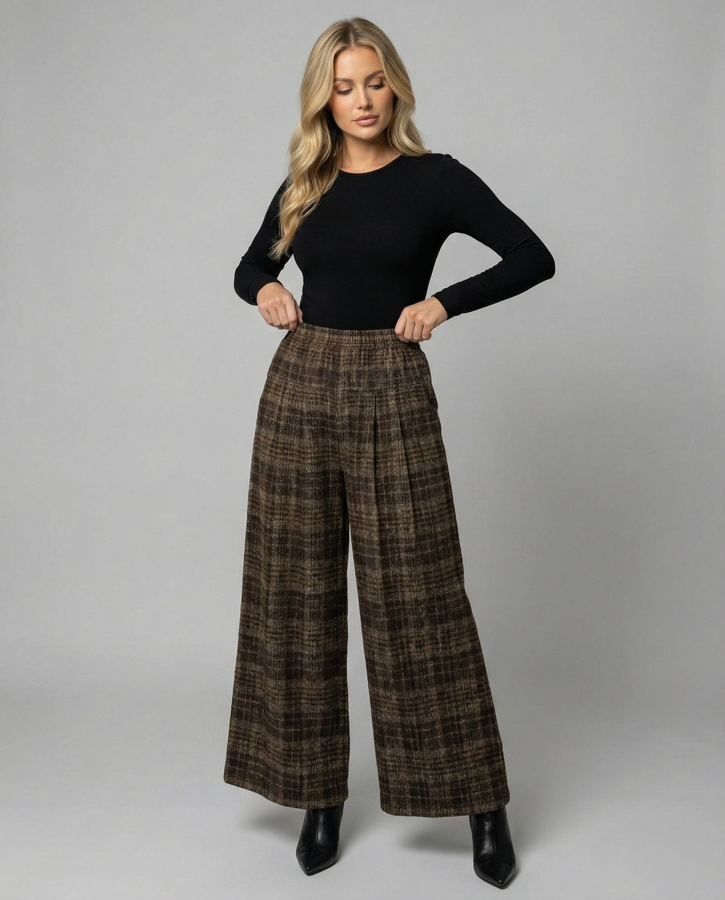 Damen Palazzo-Hose kariert Hochwertig - BerlinGlamour