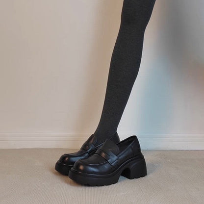 Damen Plateau Schuhe Hoch mit Blockabsatz und Schnalle - BerlinGlamour
