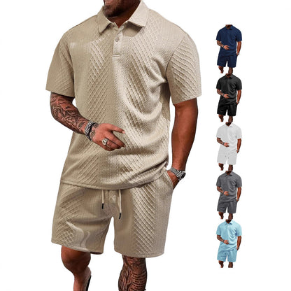 Herren Outfit 2-teilig Mit Taschen Strukturiert Modern