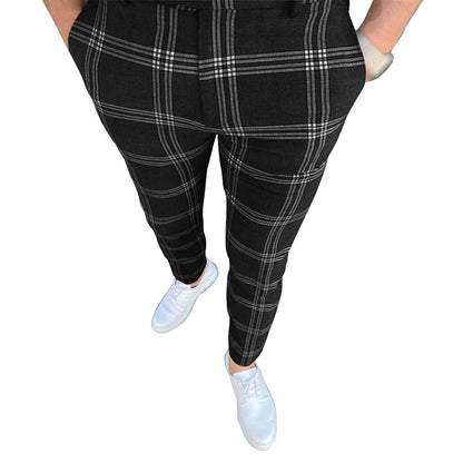 Herren Karottenhose Strukturiertes Karo Muster Elegante Hose