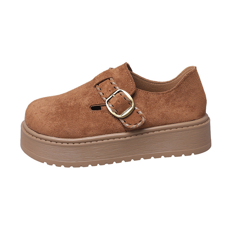 Damen Clogs mit Schnallenverschluss und dickem Plateau-Heel