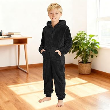 Fleece-Overall mit Kapuze Unisex Warm Kuschelig