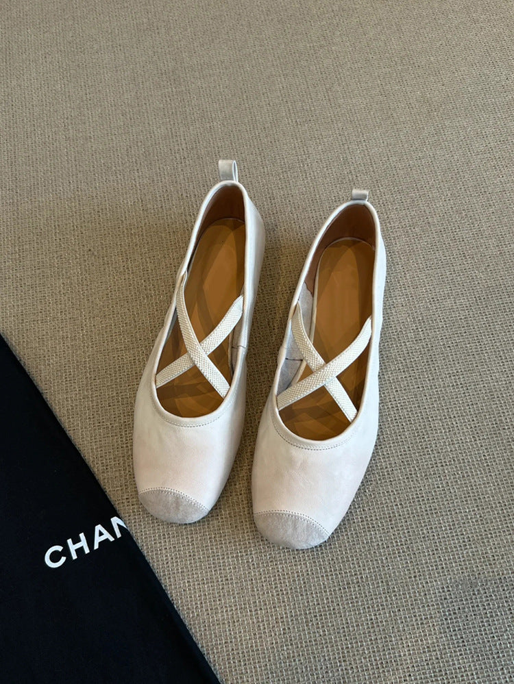 Damen Ballerinas Bequem Elegantes Kreuzband