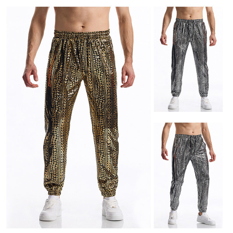 Herren Jogginghose Glitzer Pailletten Schwarz Modern - BerlinGlamour