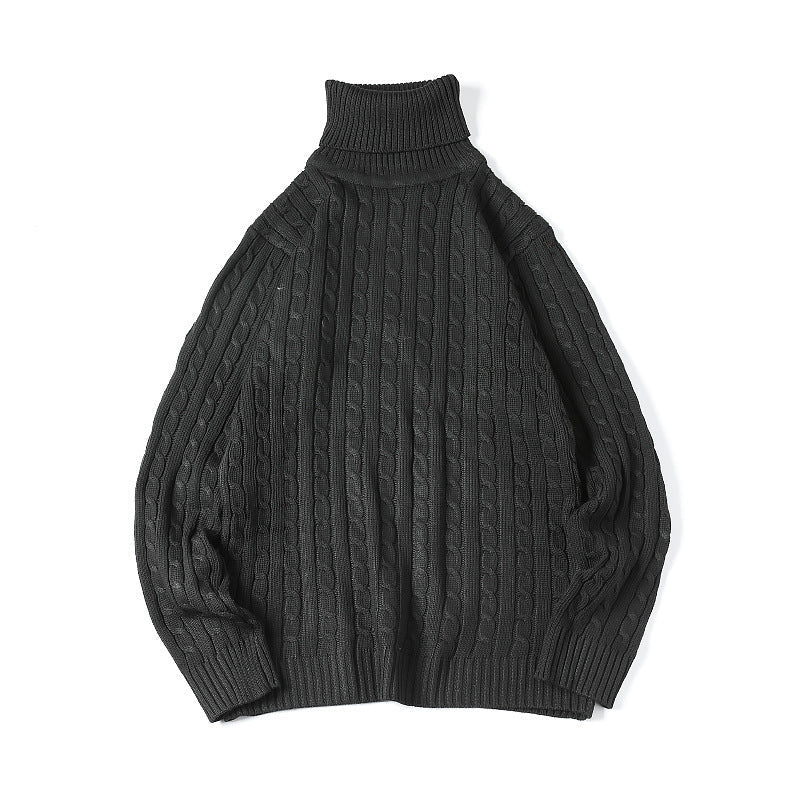 Herren Rollkragenpullover Zopfmuster Weich Komfortabel