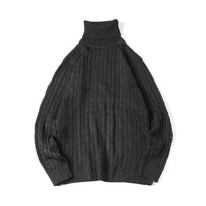 Herren Rollkragenpullover Zopfmuster Weich Komfortabel