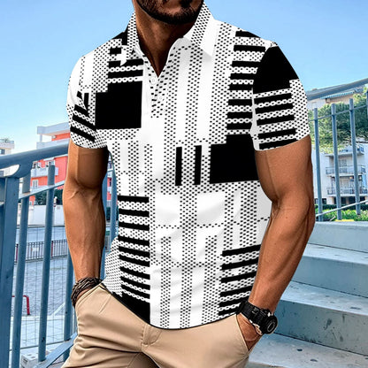 Männer Kurzarmhemd Geometrisches Muster Modern Trendy - BerlinGlamour