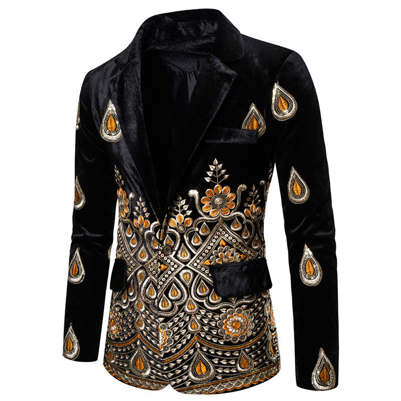 Maßgeschneiderter Samt Blazer Herren Elegant Schwarzer Anzug
