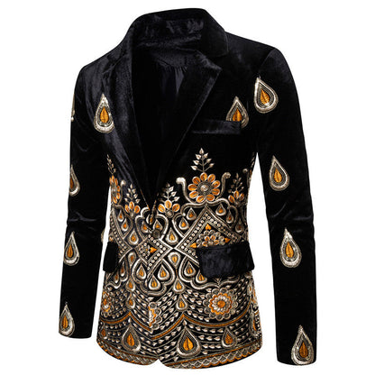 Maßgeschneiderter Samt Blazer Herren Elegant Schwarzer Anzug