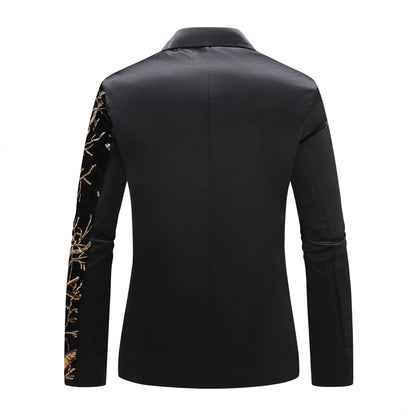 Herren Smoking Blazer mit Pailletten und Floralem Muster Elegant