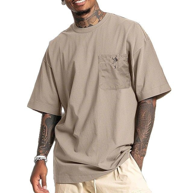 Herren T-Shirt Oversize Lässig mit Brusttasche