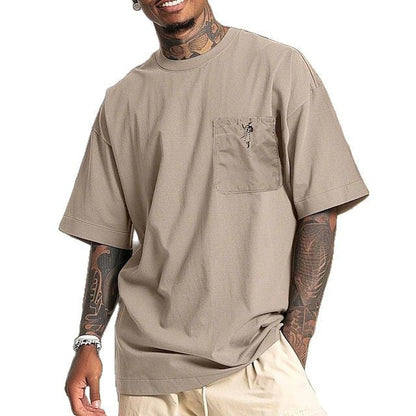 Herren T-Shirt Oversize Lässig mit Brusttasche