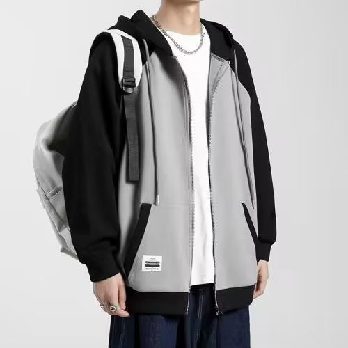 Herren Kapuzenjacke Lässig Mit Kontrastärmeln Sportlich