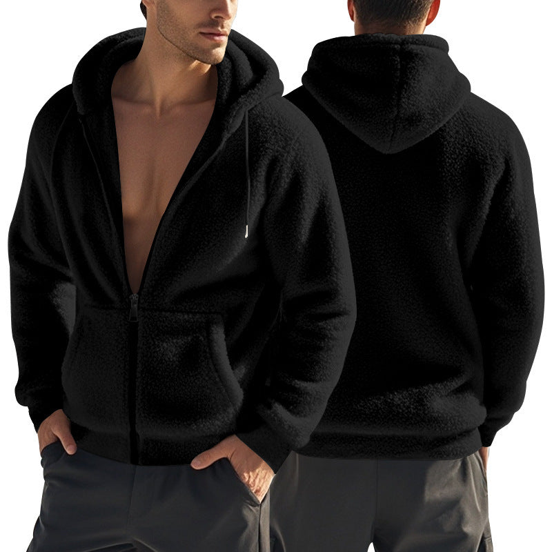 Herren Fleecejacke Kapuze Weich Warm