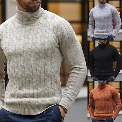 Herren Strickpullover Rollkragen Struktur Muster Modern - BerlinGlamour