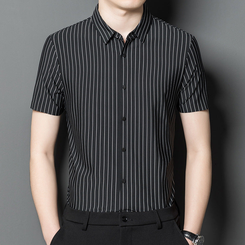 Herren Kurzarmhemd Streifen Elegant Slim Fit