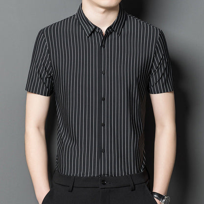 Herren Kurzarmhemd Streifen Elegant Slim Fit