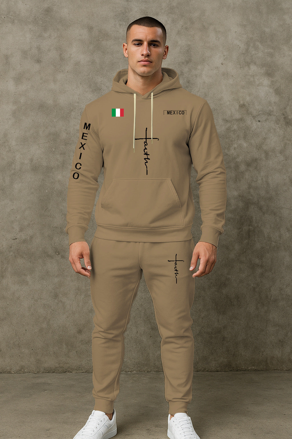 Herren Sportanzug Hoodie Jogginghose Set Grau Sportlich
