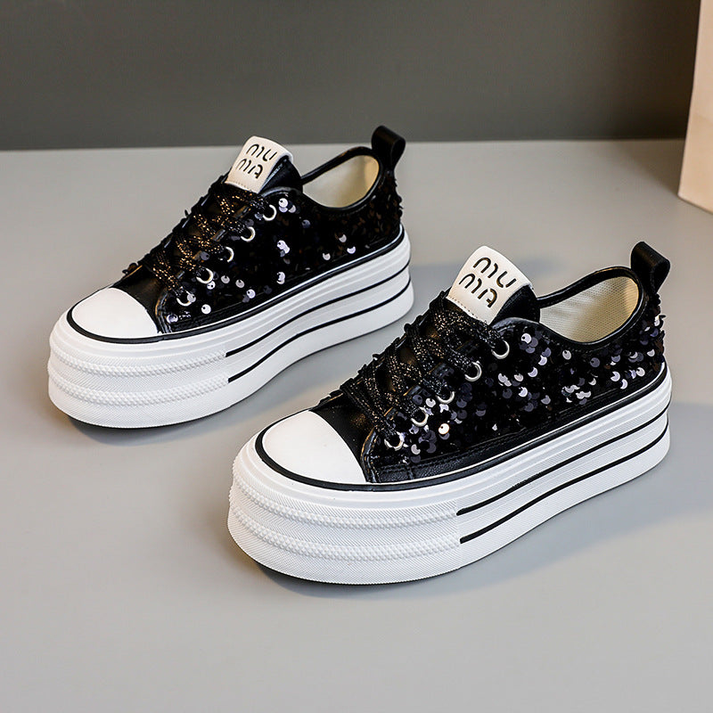 Damen Plateausneaker Glitzer Pailletten Sneaker Damen Schuhe