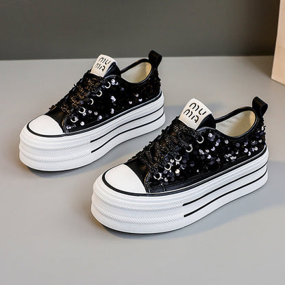Damen Plateausneaker Glitzer Pailletten Sneaker Damen Schuhe