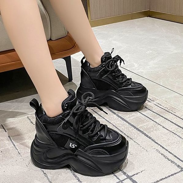 Damen Sneaker Plattform atmungsaktiv Mesh Sohle Weich