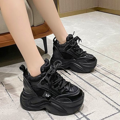 Damen Sneaker Plattform atmungsaktiv Mesh Sohle Weich