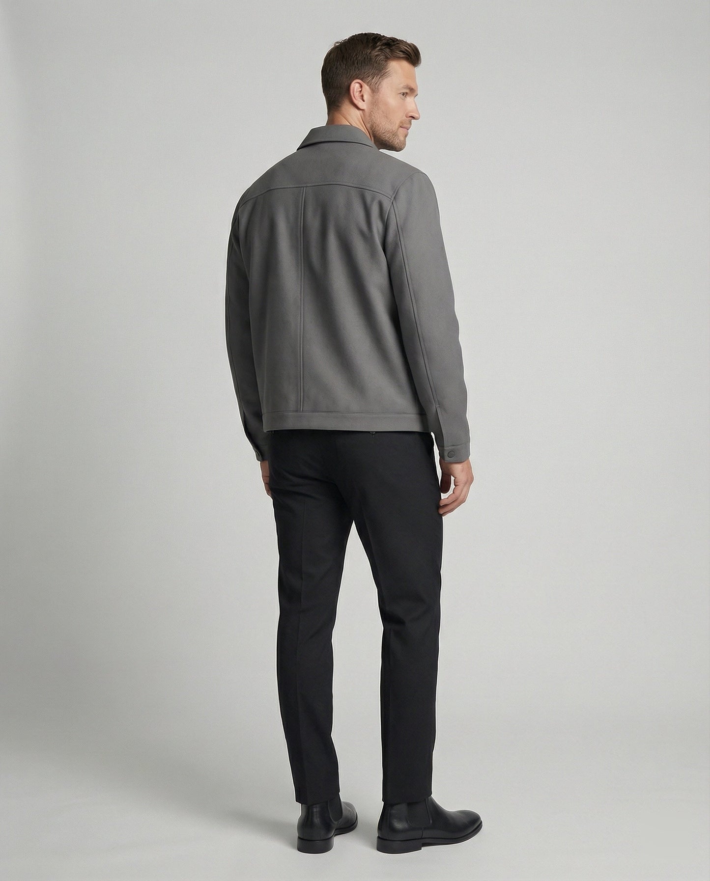 Herren Reißverschlussjacke Kurz Slim Fit Hemdkragen Modern