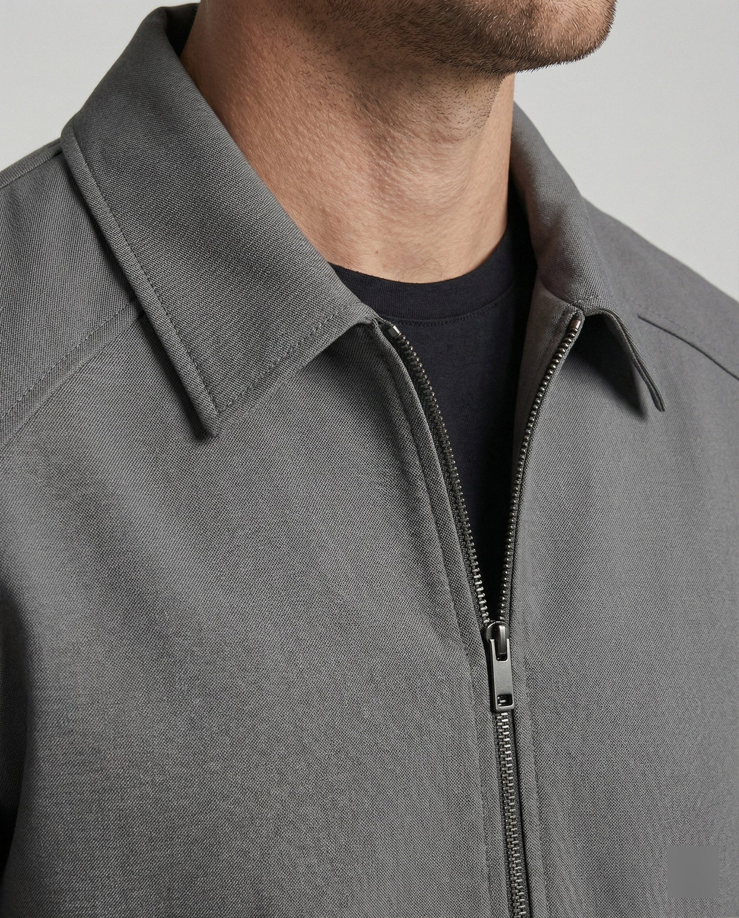 Herren Reißverschlussjacke Kurz Slim Fit Hemdkragen Modern