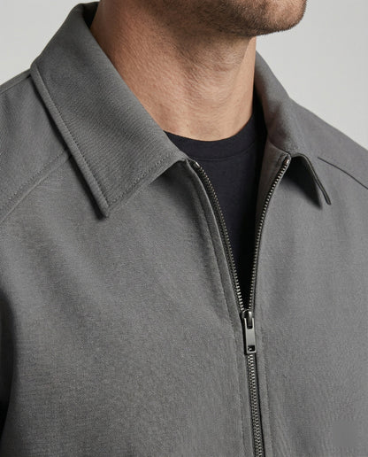 Herren Reißverschlussjacke Kurz Slim Fit Hemdkragen Modern