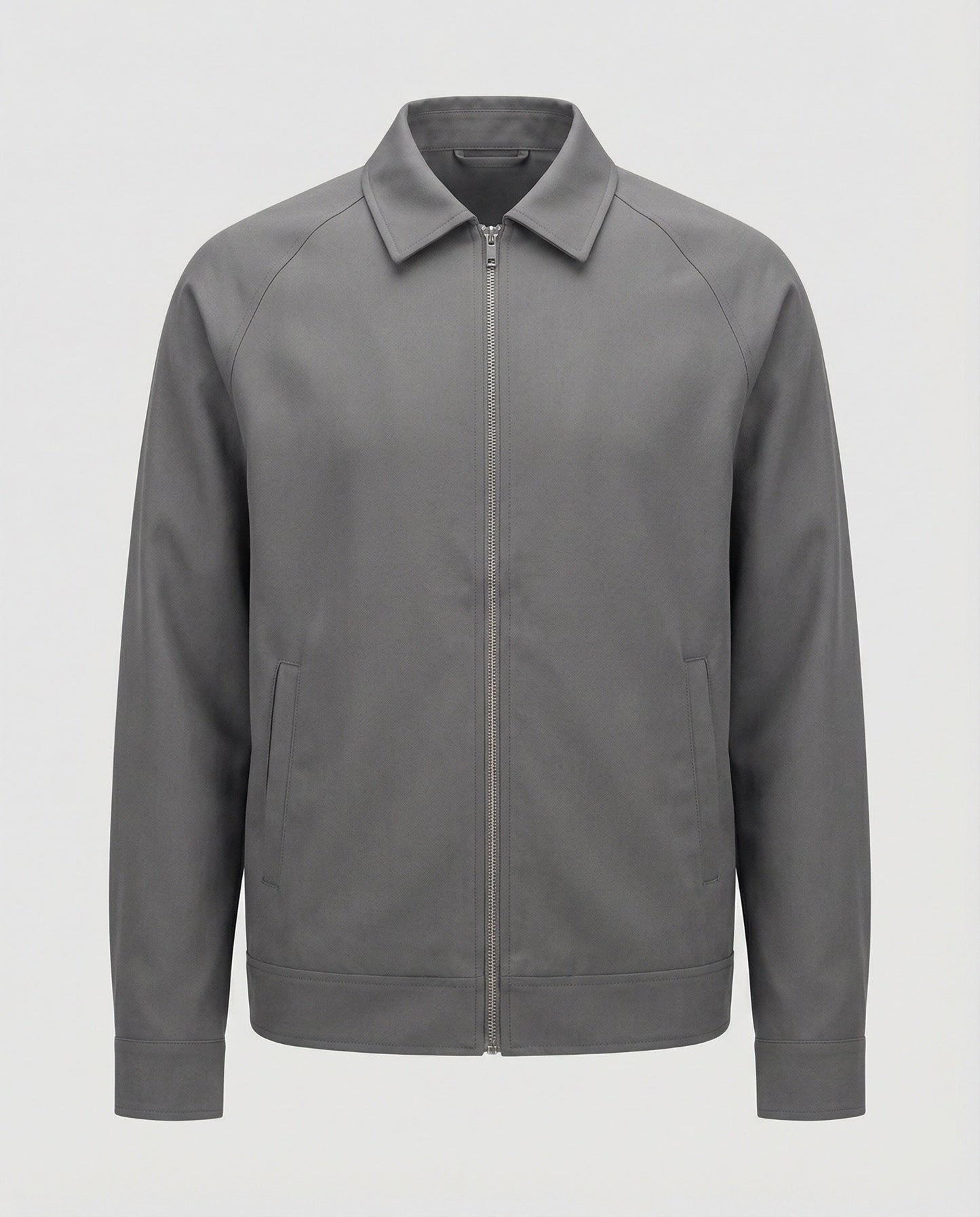 Herren Reißverschlussjacke Kurz Slim Fit Hemdkragen Modern