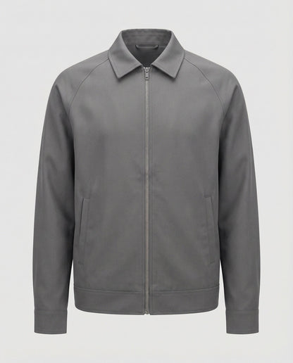 Herren Reißverschlussjacke Kurz Slim Fit Hemdkragen Modern