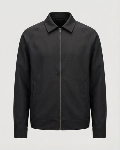 Herren Reißverschlussjacke Kurz Slim Fit Hemdkragen Modern