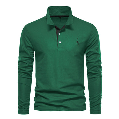Herren Poloshirt Langarm Modern atmungsaktiv Baumwolle