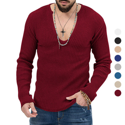 Herren Pullover Langarm V-Ausschnitt Moderner Schnitt