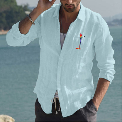 Herren Leinenhemd Sommerlich Bunt Modern