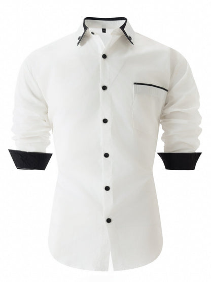 Herren Langarmhemd mit Kontrastdetails Modern Stylish