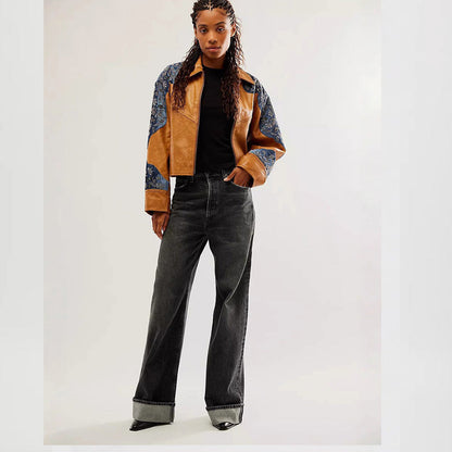 Damjeans Weite Bein Modisch Elastic