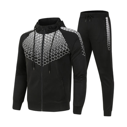 Herren Sportanzug Set Funktionelles Trainingsoutfit Wabenmuster