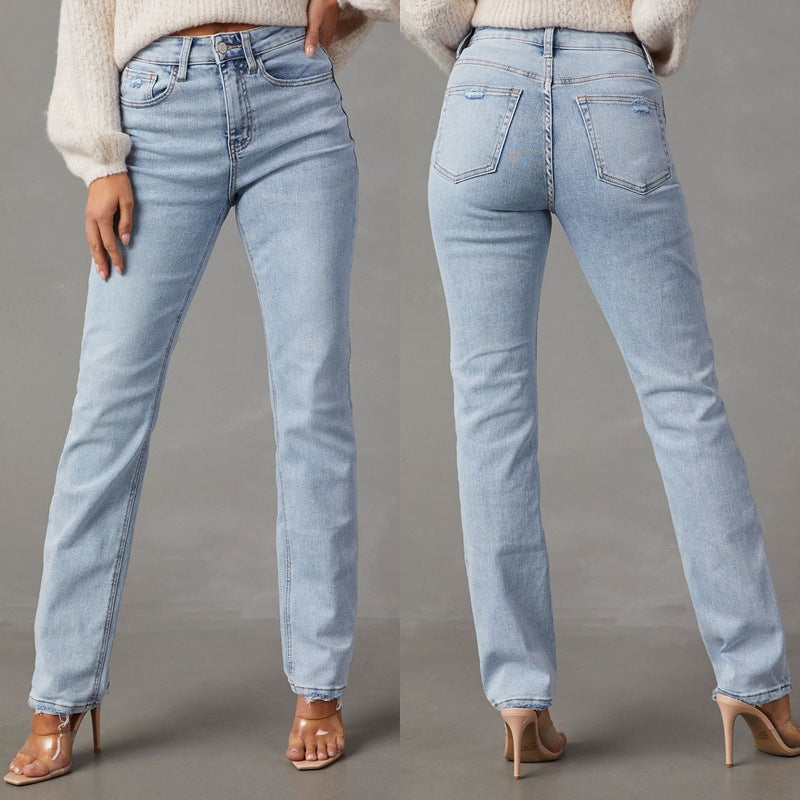 Damen High-Waist Jeans Lässig Outfit Frauen - BerlinGlamour