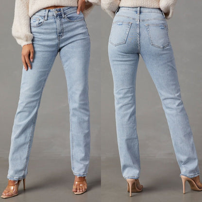 Damen High-Waist Jeans Lässig Outfit Frauen - BerlinGlamour