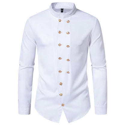 Elegantes Herren Hemd Stehkragen Knöpfe Modern