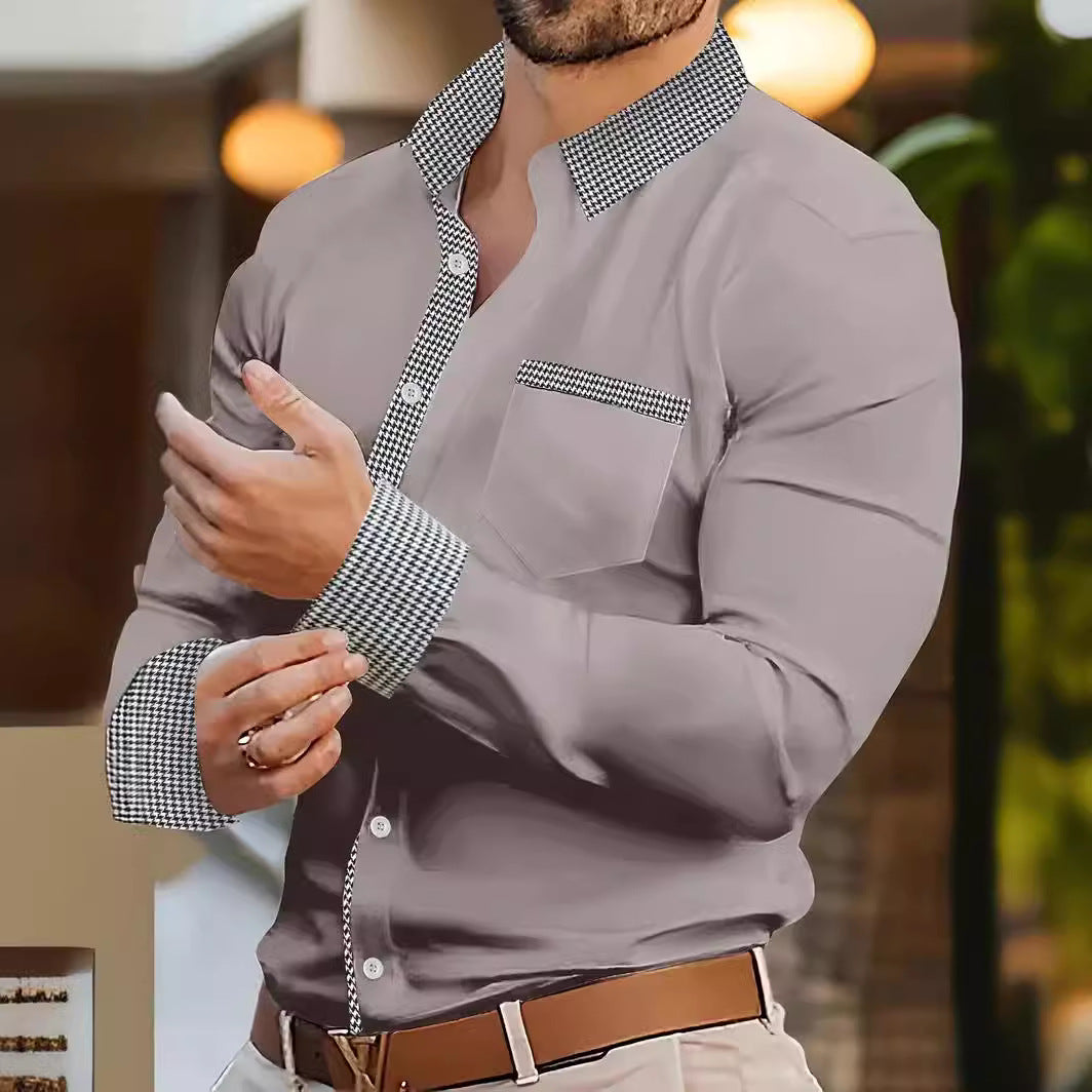Herren Freizeithemd Elegantes Hemd Mit Kontrastkragen Modern