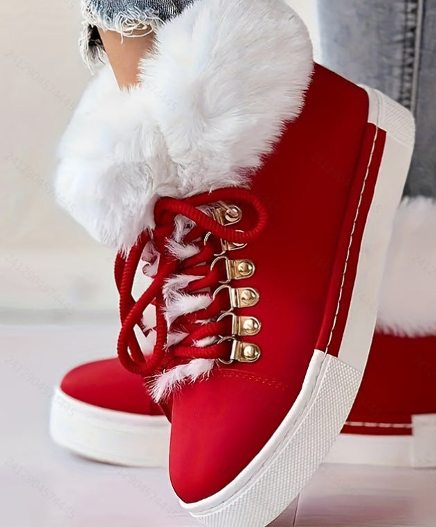 Damen Sneaker High-Top Sportlich Flauschig Winter