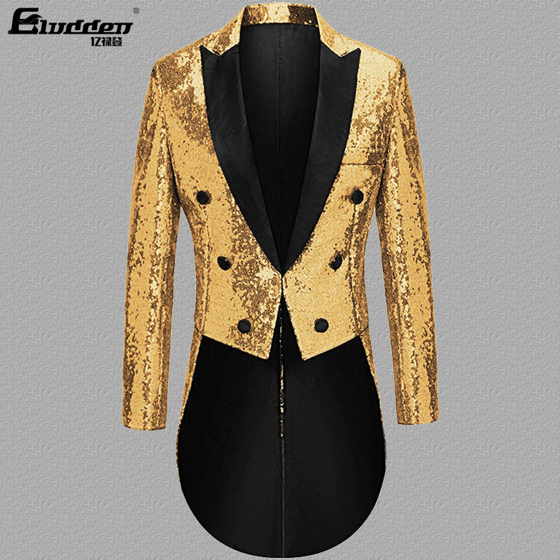 Herren Blazer Pailletten Elegant Revers Modern