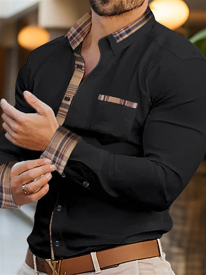 Herren Kurzarmhemd Elegantes mit Kontrastkragen und Brusttasche Modern