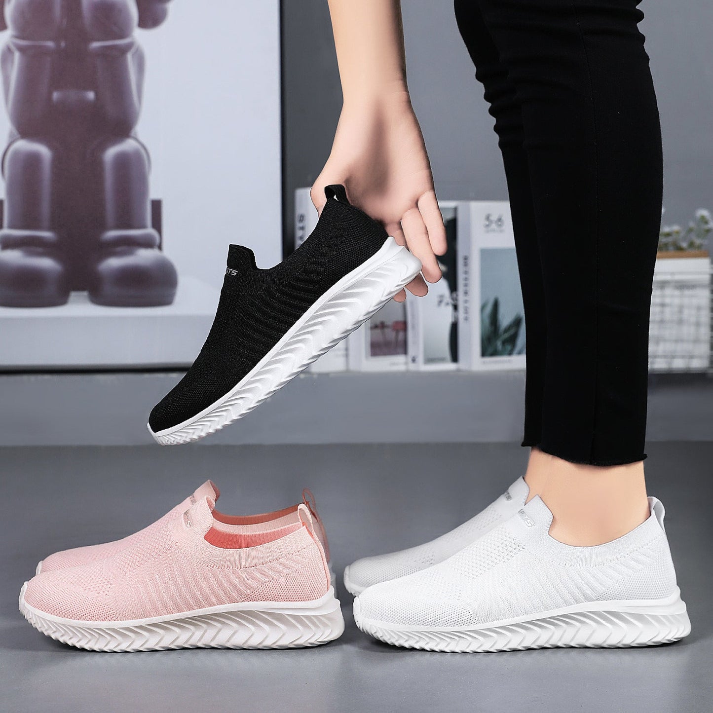 Damen Sneaker Slip-On Bequem Luftig Flexibel