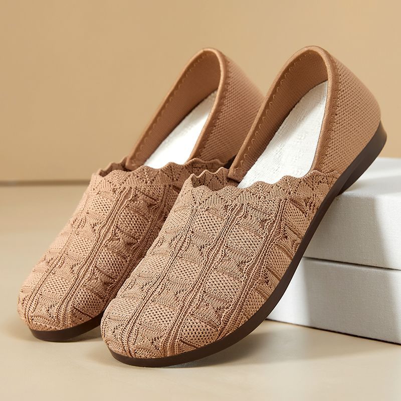 Ballerinas Damen atmungsaktiv Bequem Strick Schuhe - BerlinGlamour